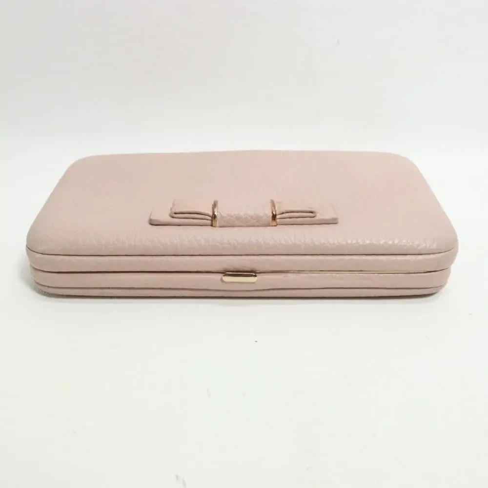 Classic Clutch Hard Case Wallet Women Pink Blush Faux Pebble Leather ID Cards